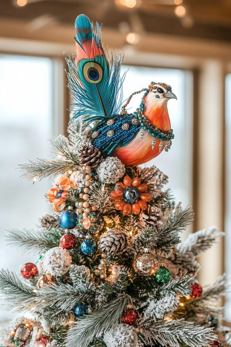 19 Unique Boho Christmas Decor Ideas 45 17. Festive Boho Tree Topper Ideas-2