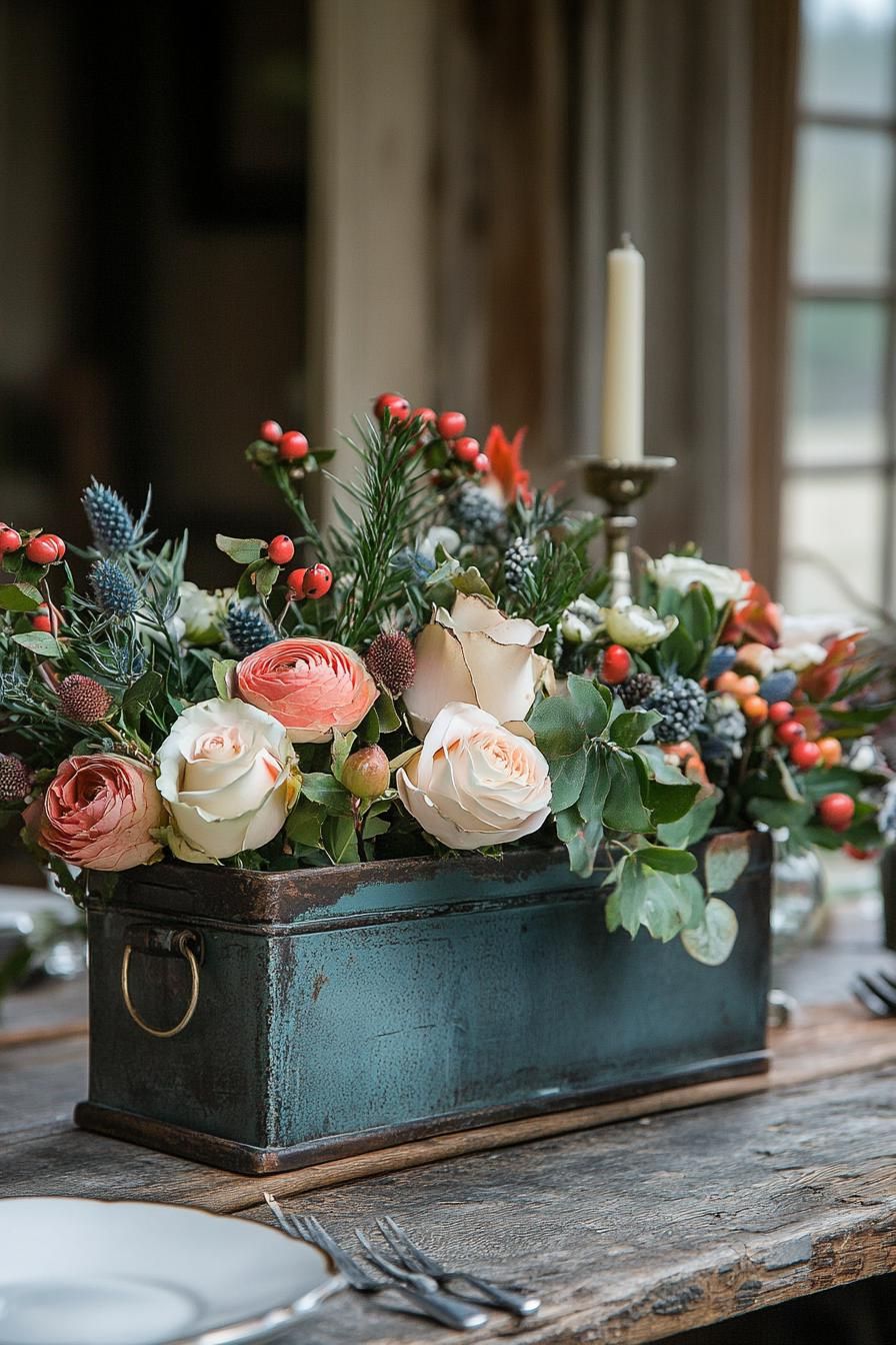 19. Seasonal Foliage in Vintage Planters-0