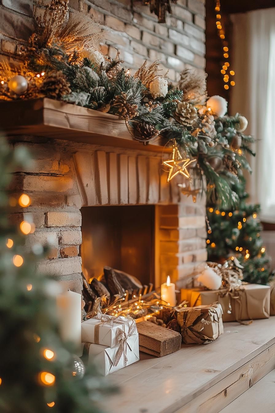 8. Festive Fireplace Flair: Dried Florals-1
