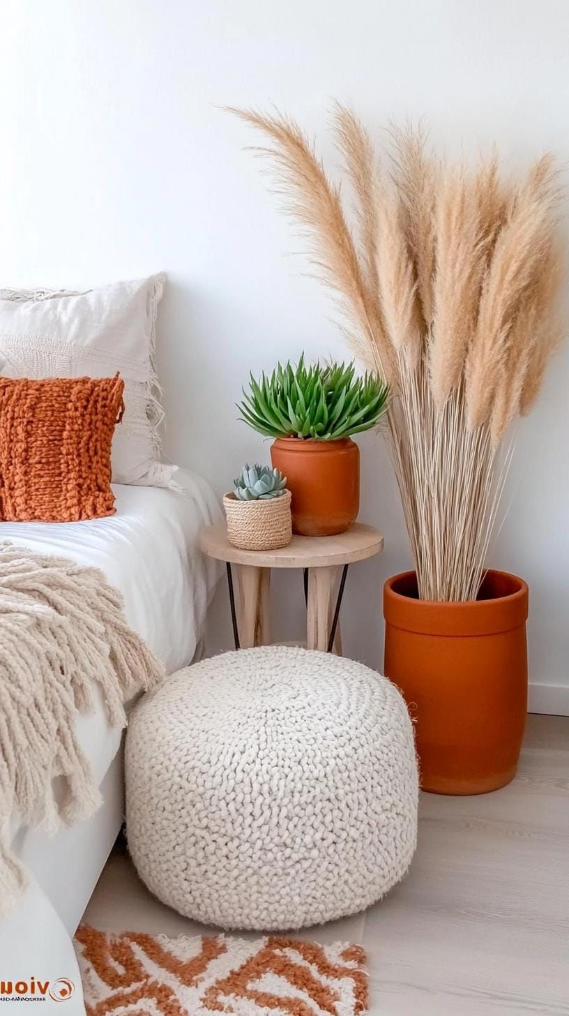 21 Stunning Western Boho Bedroom Ideas To Inspire You 45 13. Integrate pampas grass and succulents in terracotta pots for an earthy, desert vibe-2
