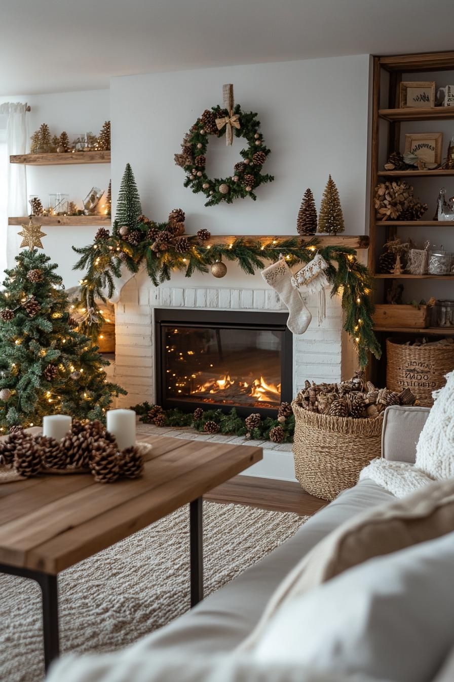 20 Minimalist Christmas Decor Ideas You’ll Love in 2025 19 8. Rustic Holiday Mantel Decor-0