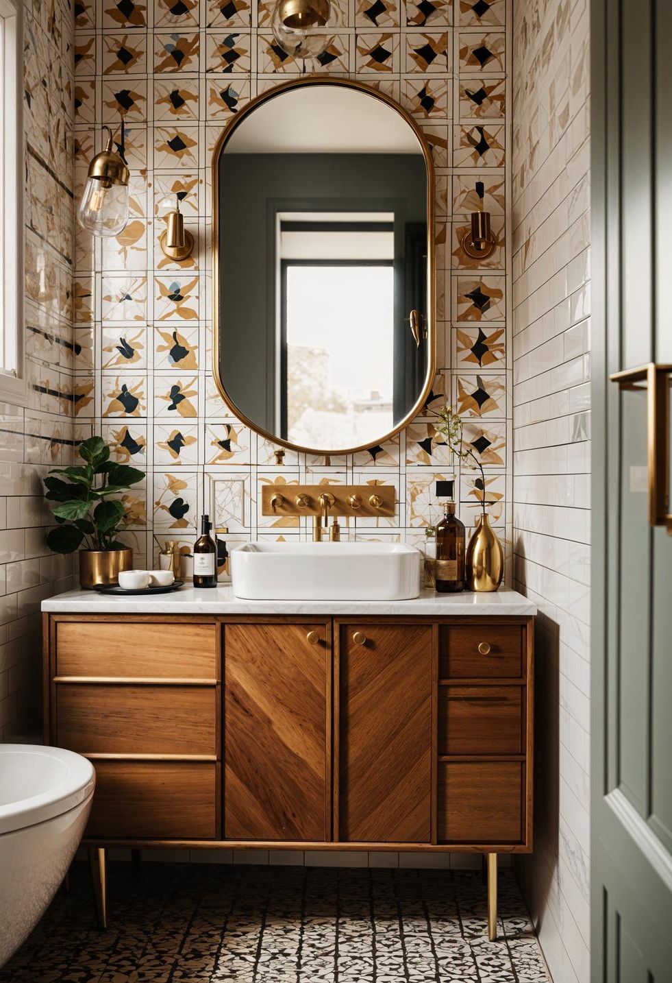 3. Vintage Charm in Geometric Bathroom-1