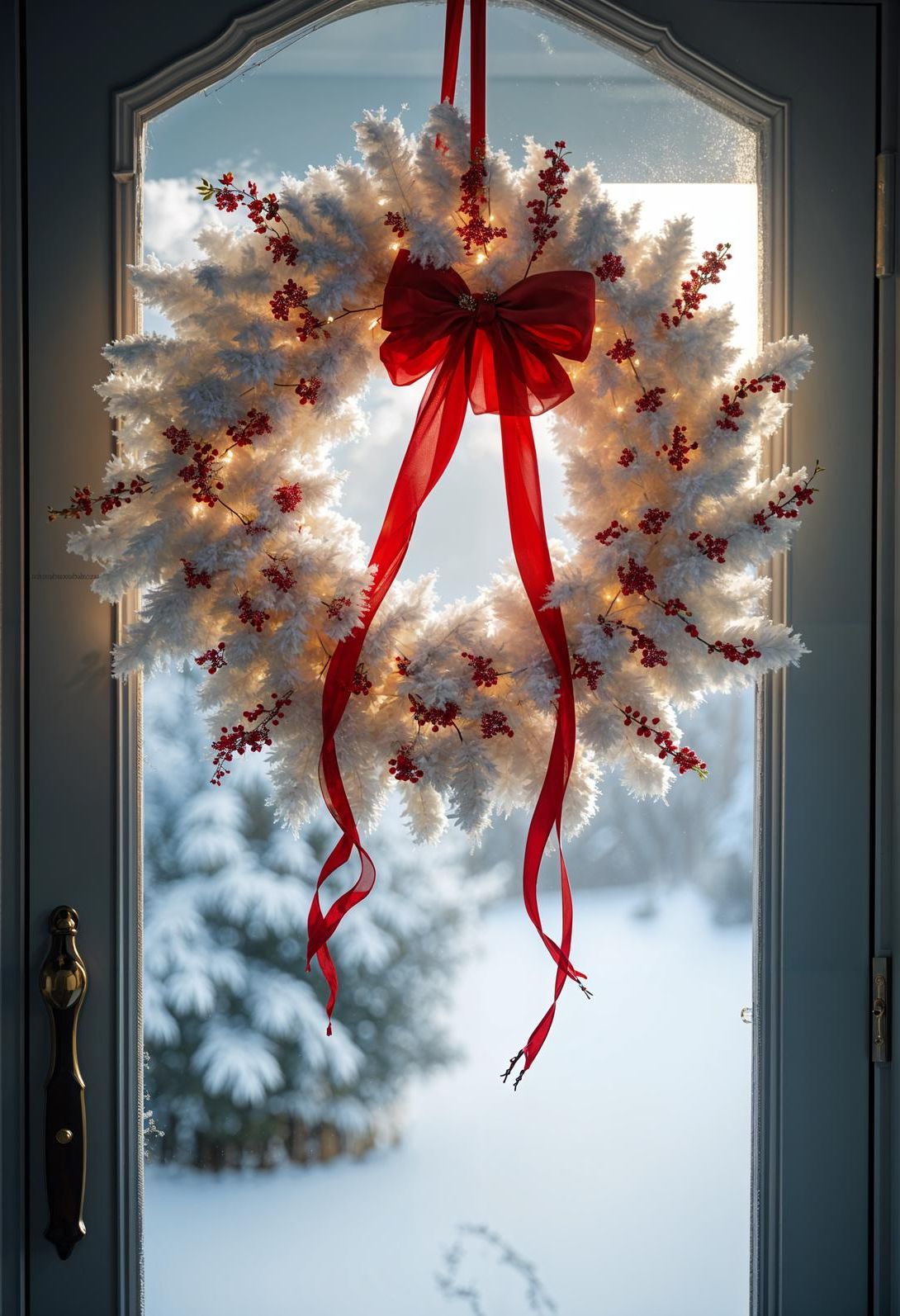7. Festive White Wreaths with Red-3