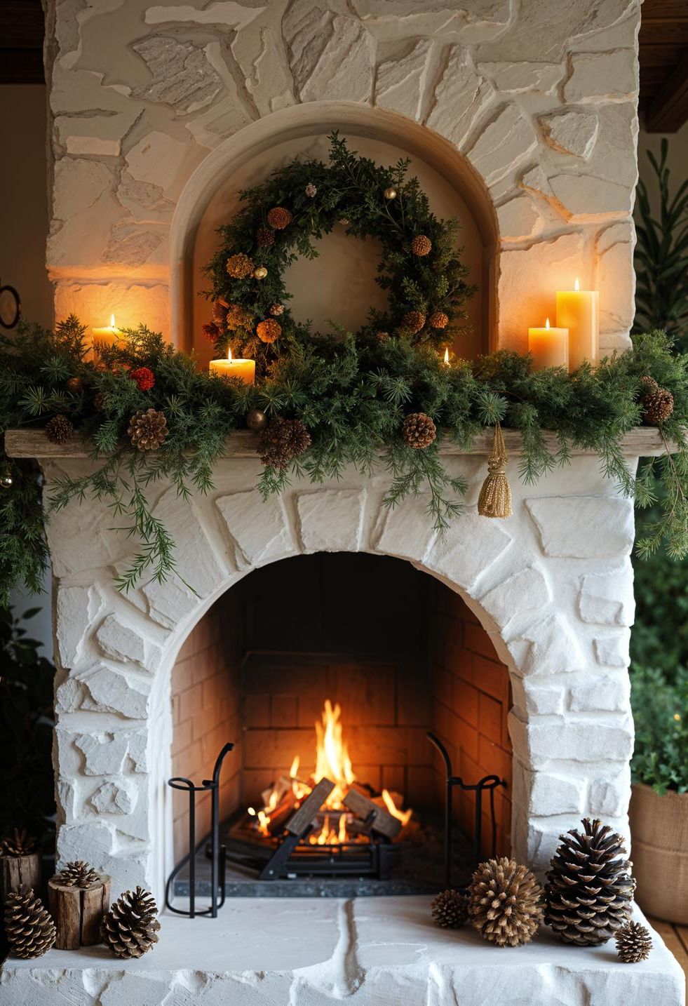 3. Rustic Christmas Mantle Decor Ideas-2