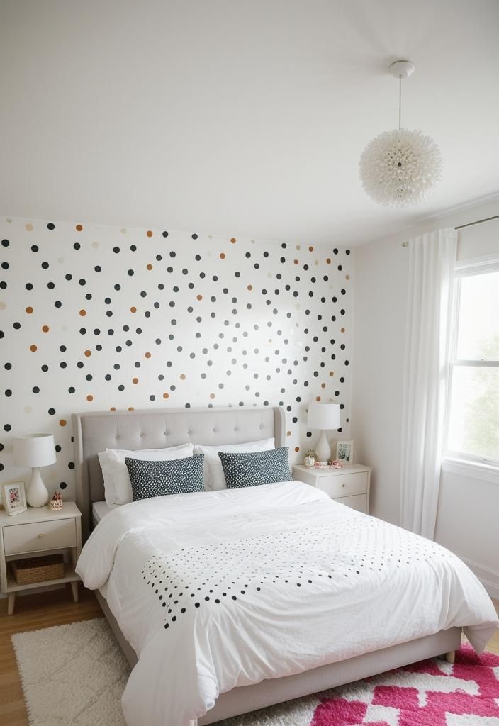 35 Stunning Bedroom Accent Walls For A Cozy Makeover 49 24. Whimsical Polka-dot Accent Wall-1
