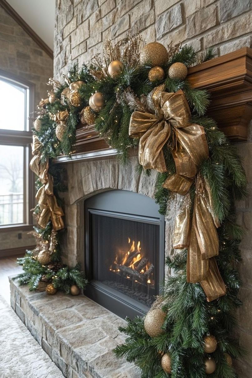 1. Elegant Festive Mantle Decorating Ideas-2