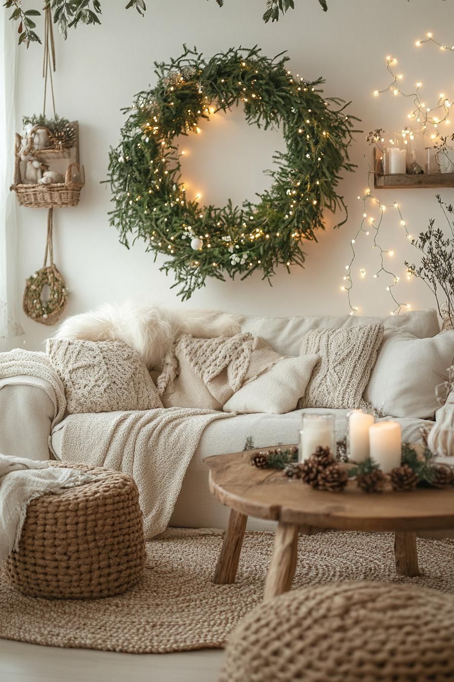 10. Festive Living Room Wreath Ideas-2