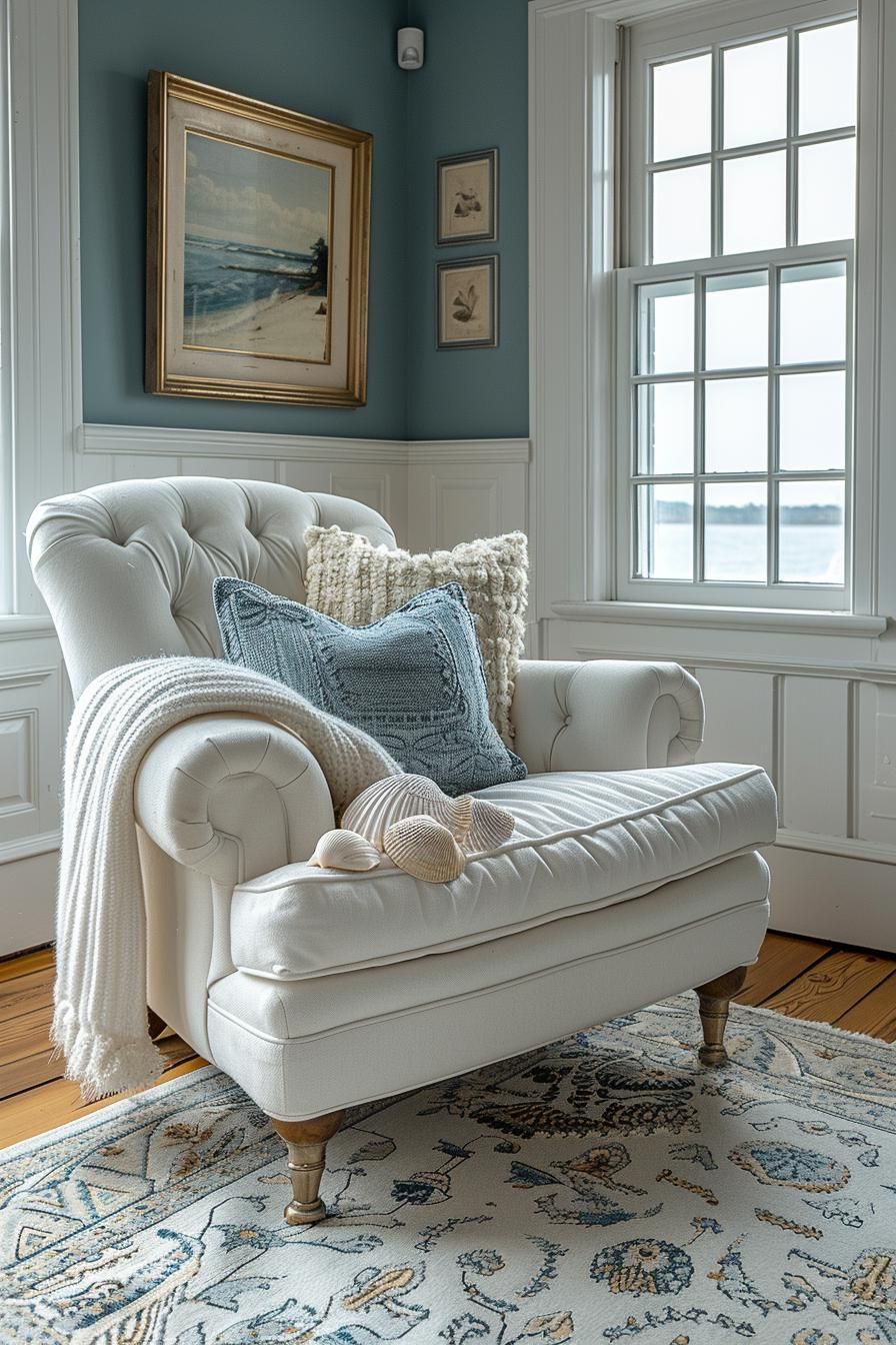 15 Aesthetic Modern Coastal Living Room Ideas 32 13. Beach-Themed Reading Nook Ideas-0