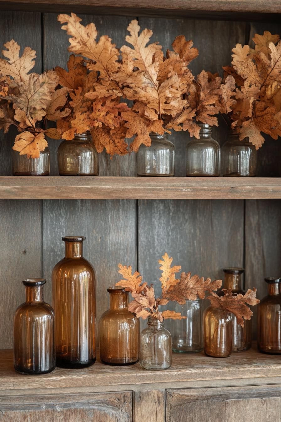 15 Cozy Fall Decor Ideas for Your Home 15 5. Amber Glass Fall Vases-0