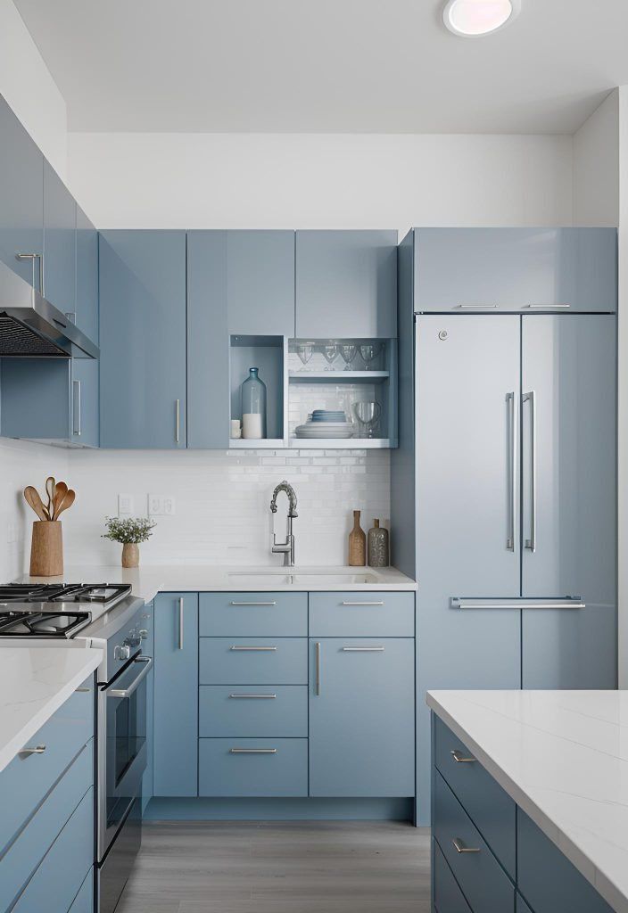 8. Modern Ice Blue Kitchen Cabinets-0