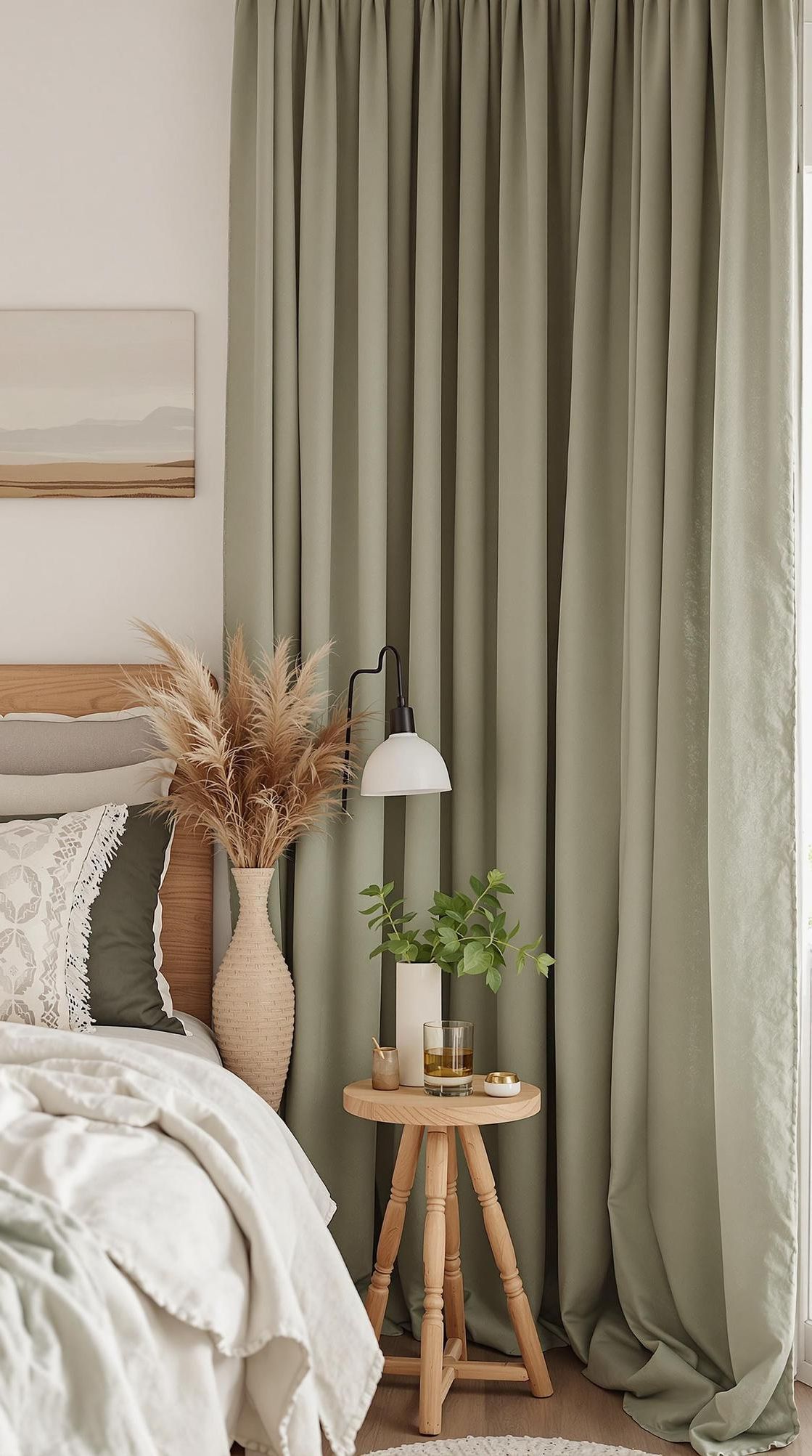 24. Dreamy Drapes: Hang sage green or mixed earth-toned curtains for an airy, free-spirited feel-0