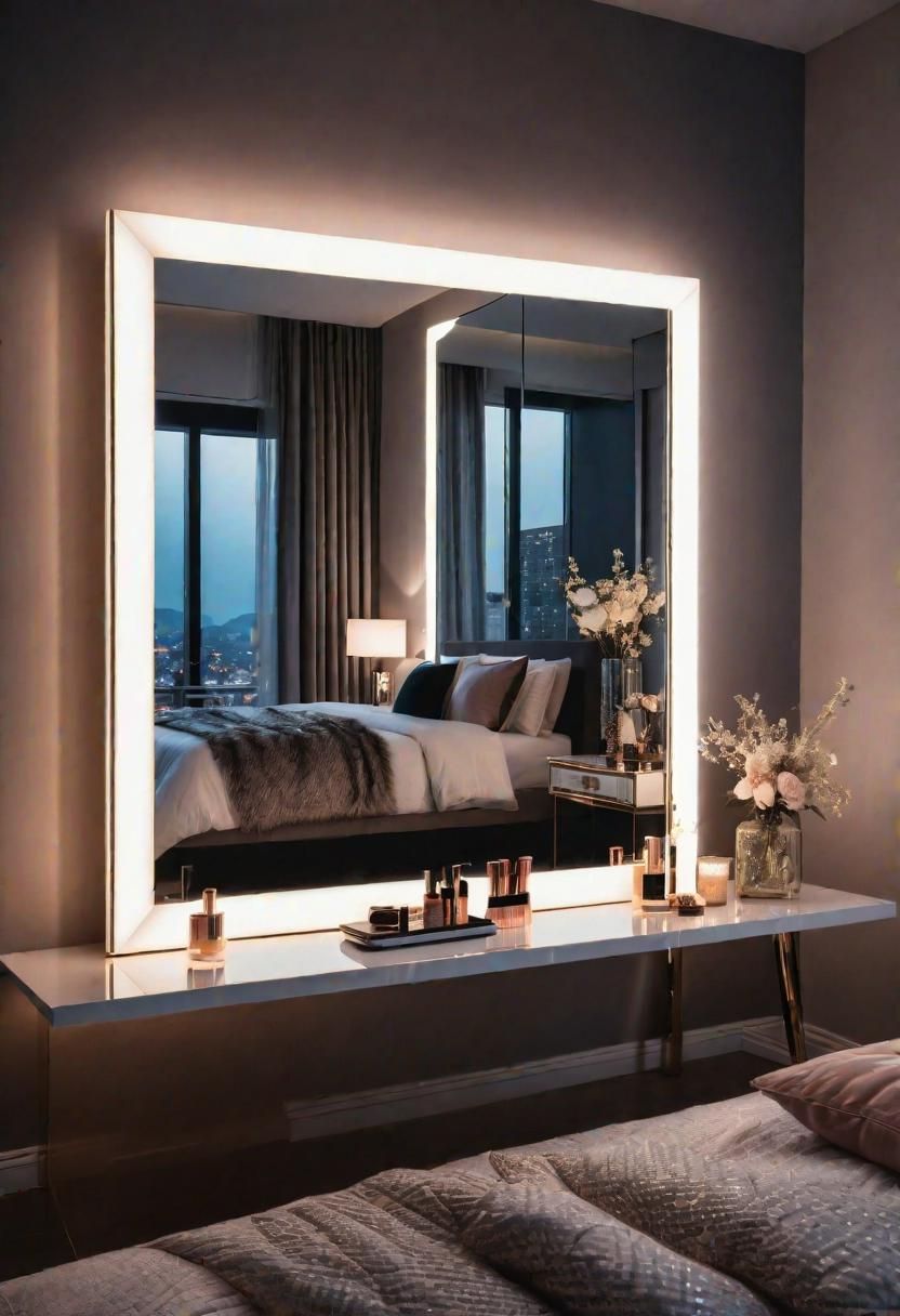 Glow Up Your Bedroom: 33 Chic and Cozy LED Aesthetic Ideas 10 8. Glam LED Vanity Mirror-0