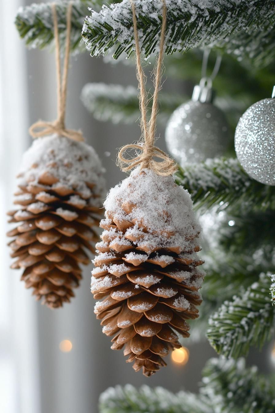 21 Creative Natural Christmas Decor Ideas DIY For 2025 7 2. Rustic Pinecone Tree Ornaments-1