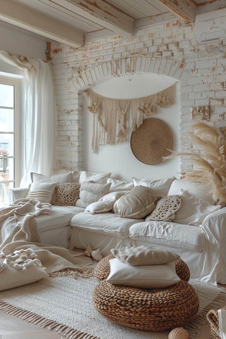 15 Stunning Boho Coastal Living Room Ideas for a Beachy Home 8 2. Seashell Macramé Wall Decor Ideas-2