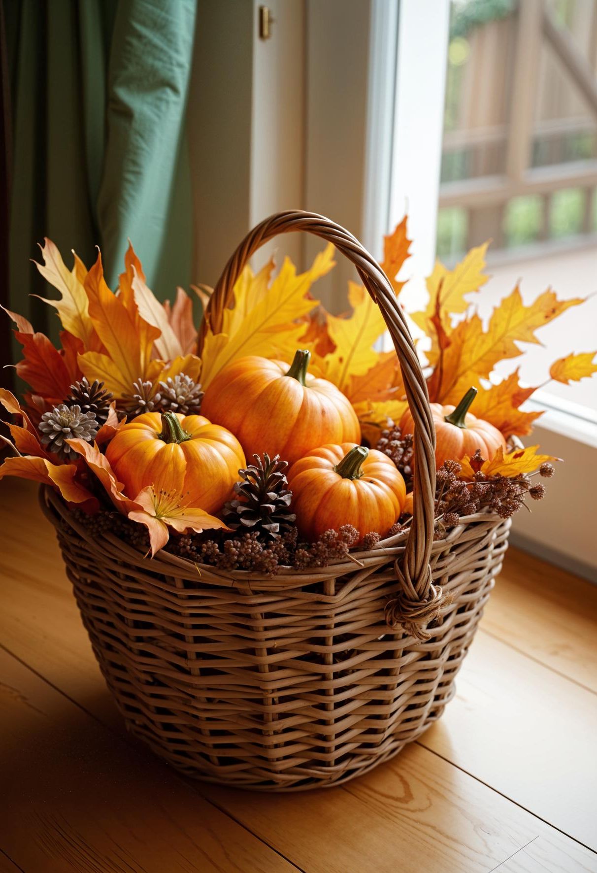15 Cozy Fall Decor Ideas for Your Home 10 3. Woven Fall Basket Decor-1