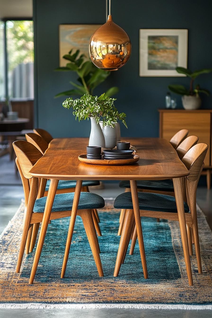 23 Stunning Mid-Century Modern Dining Tables You’ll Adore 17 7. Vibrant Walls, Wood Tones-0