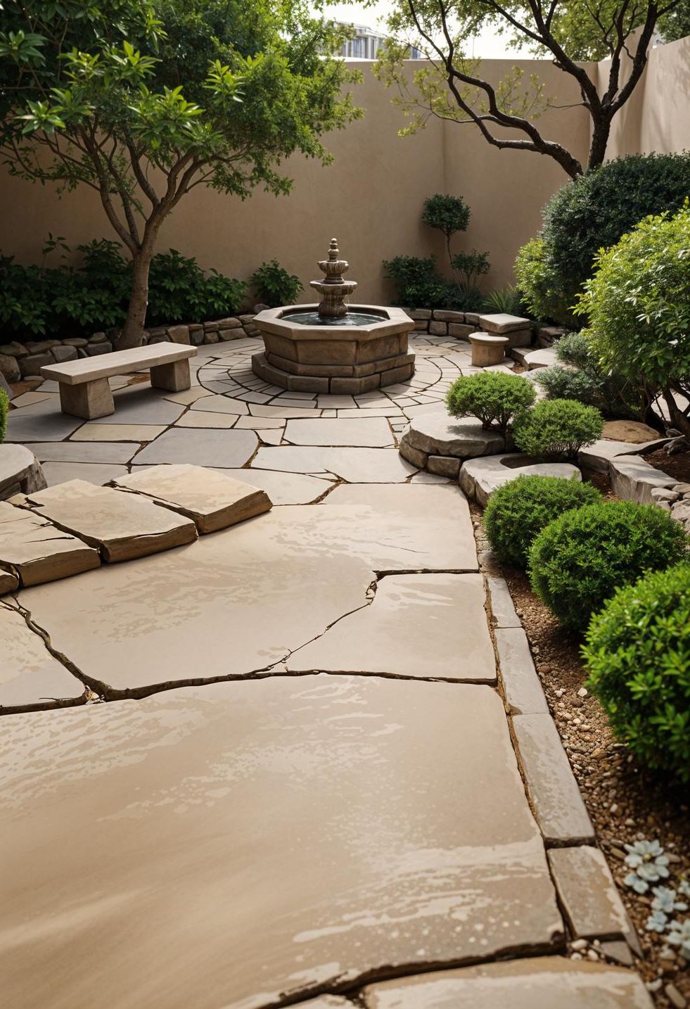 21 Small Flagstone Patio Ideas You’ll Love 8 2. Serene Miniature Zen Patio Oasis-2