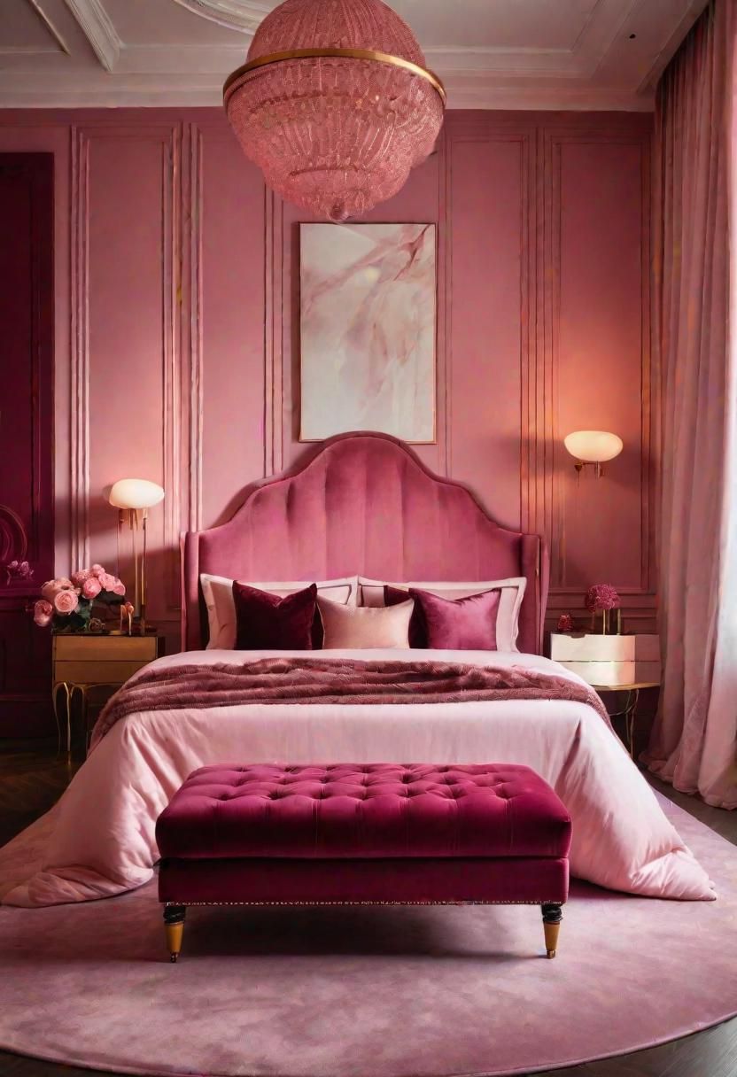 63 Luxurious Pink Bedrooms to Warm Up Your Space 19 17. Pink Ottoman Combo-0