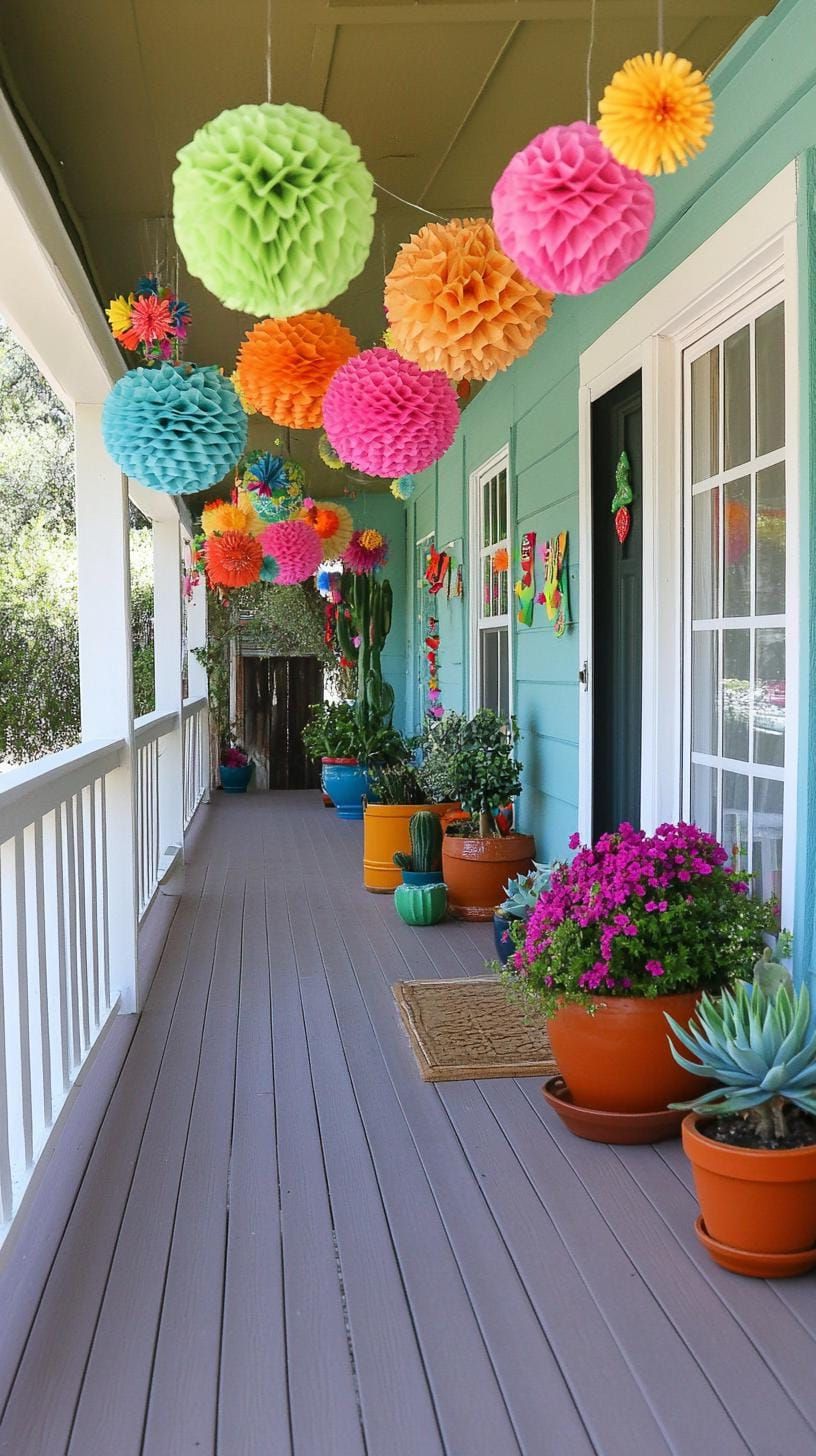 11. Vibrant fiesta with bright paper garlands, piñata shapes, and succulents-0
