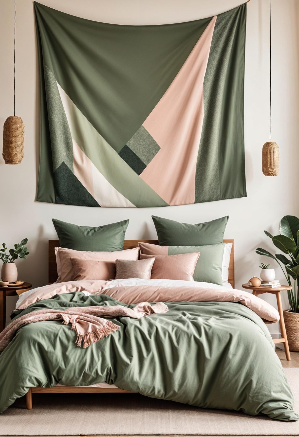 30. Unique Wall Art in Sage Green & Blush-1