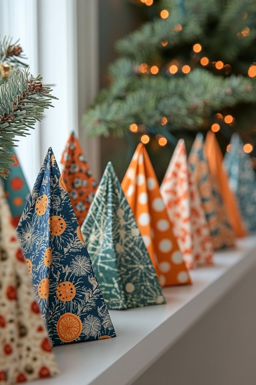13. Patterned Paper Origami Christmas Trees-2