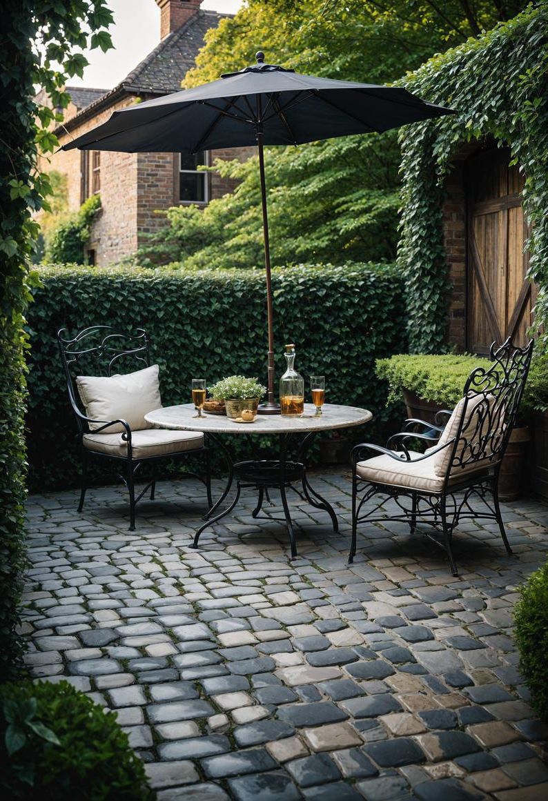 23 Gorgeous Paver Patio Ideas You Must See 12 4. Rustic Cobblestone Patio Design-0