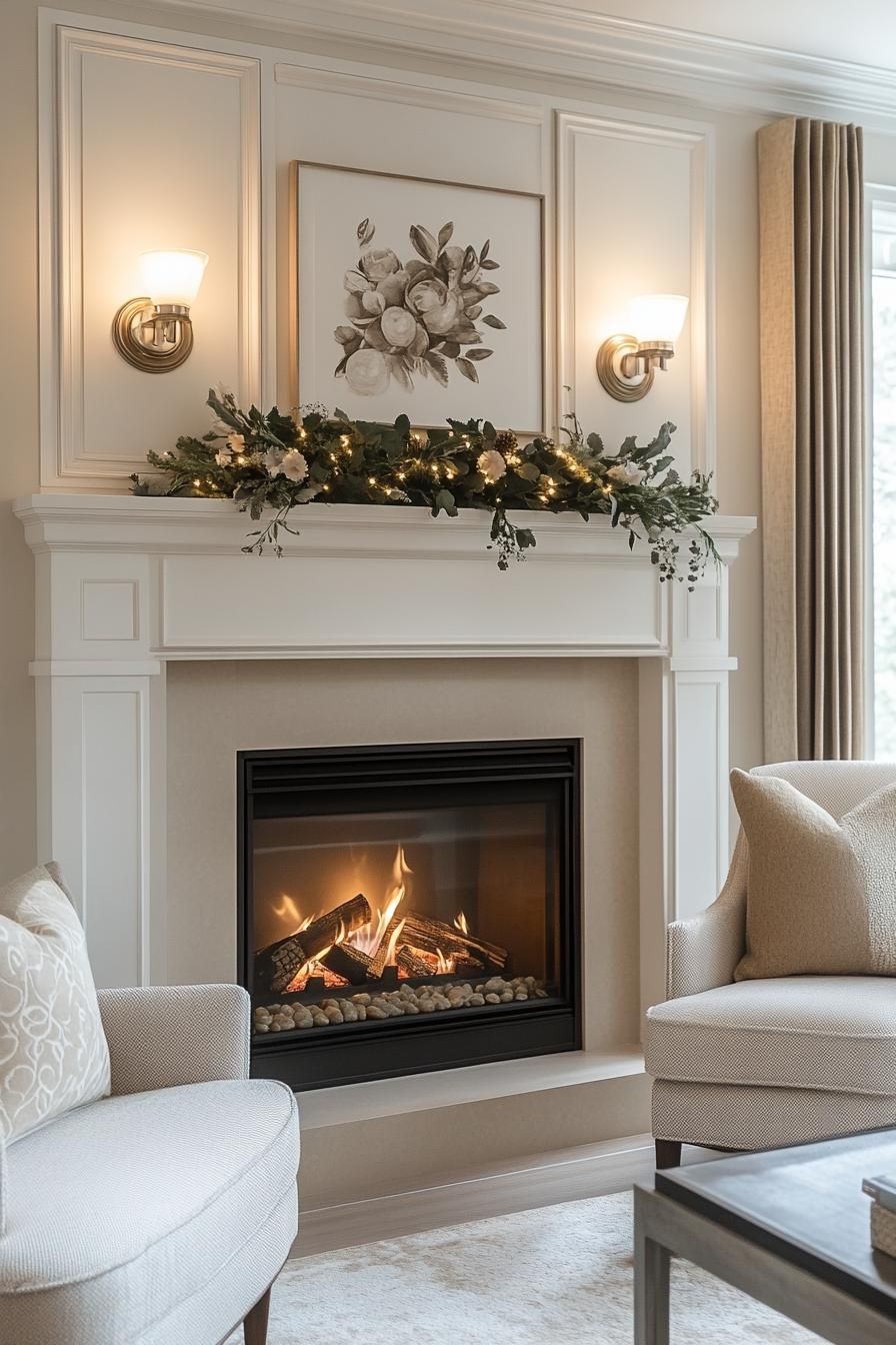 7. Textured Monochrome Mantle Decor Ideas-1