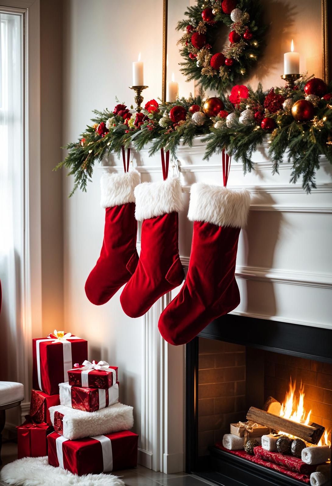 3. Festive Red Velvet Stockings-2