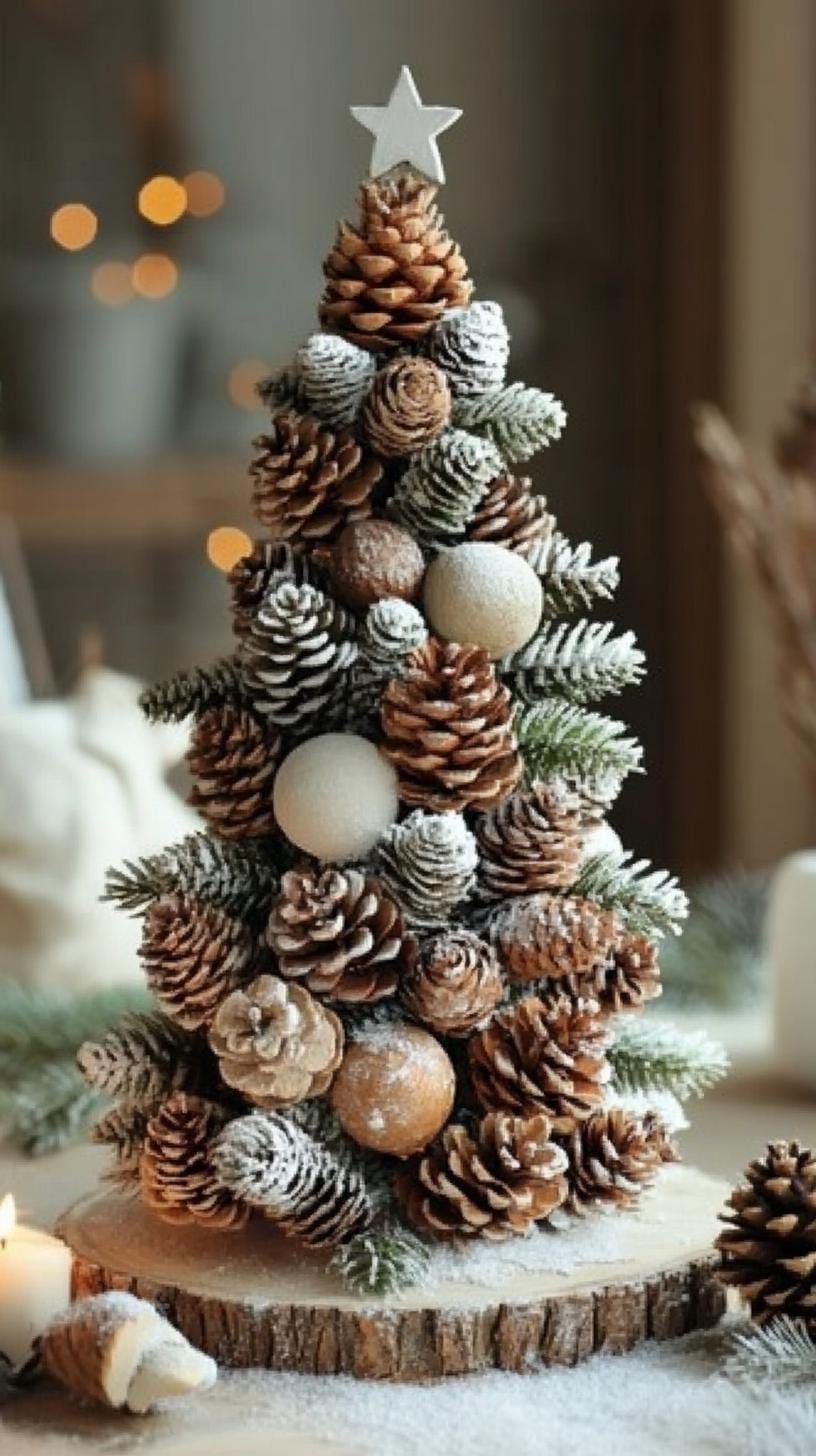 15 Stunning Winter Centerpieces to Transform Your Table 12 3. Pinecone Trees: Stack and glue pinecones of varying sizes to form miniature trees with a light dusting of white paint to mimic snow-3