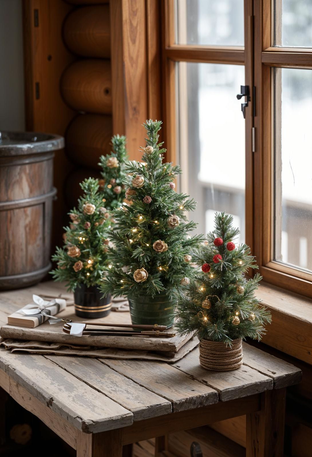 21 Cozy Mountain Lodge Christmas Decor Ideas 48 19. Rustic Mini Tree Decor Ideas-0