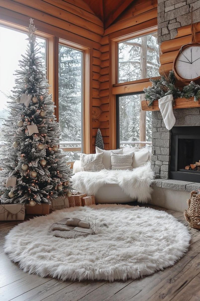 21 Cozy Mountain Lodge Christmas Decor Ideas 47 18. Cozy Earth-Toned Tree Skirts-2