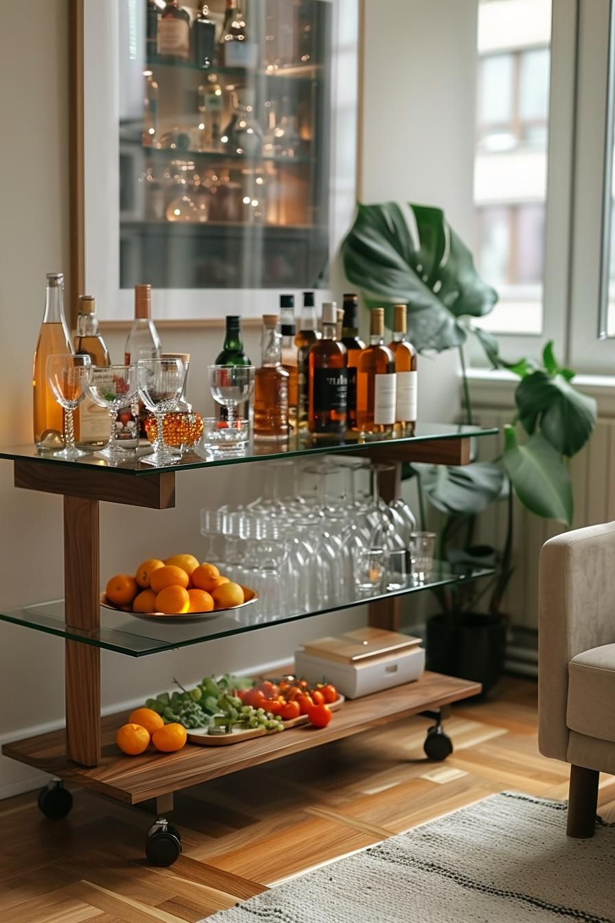 15 New Mid-Century Modern Dining Room Ideas 30 10. Chrome & Glass Bar Cart-1