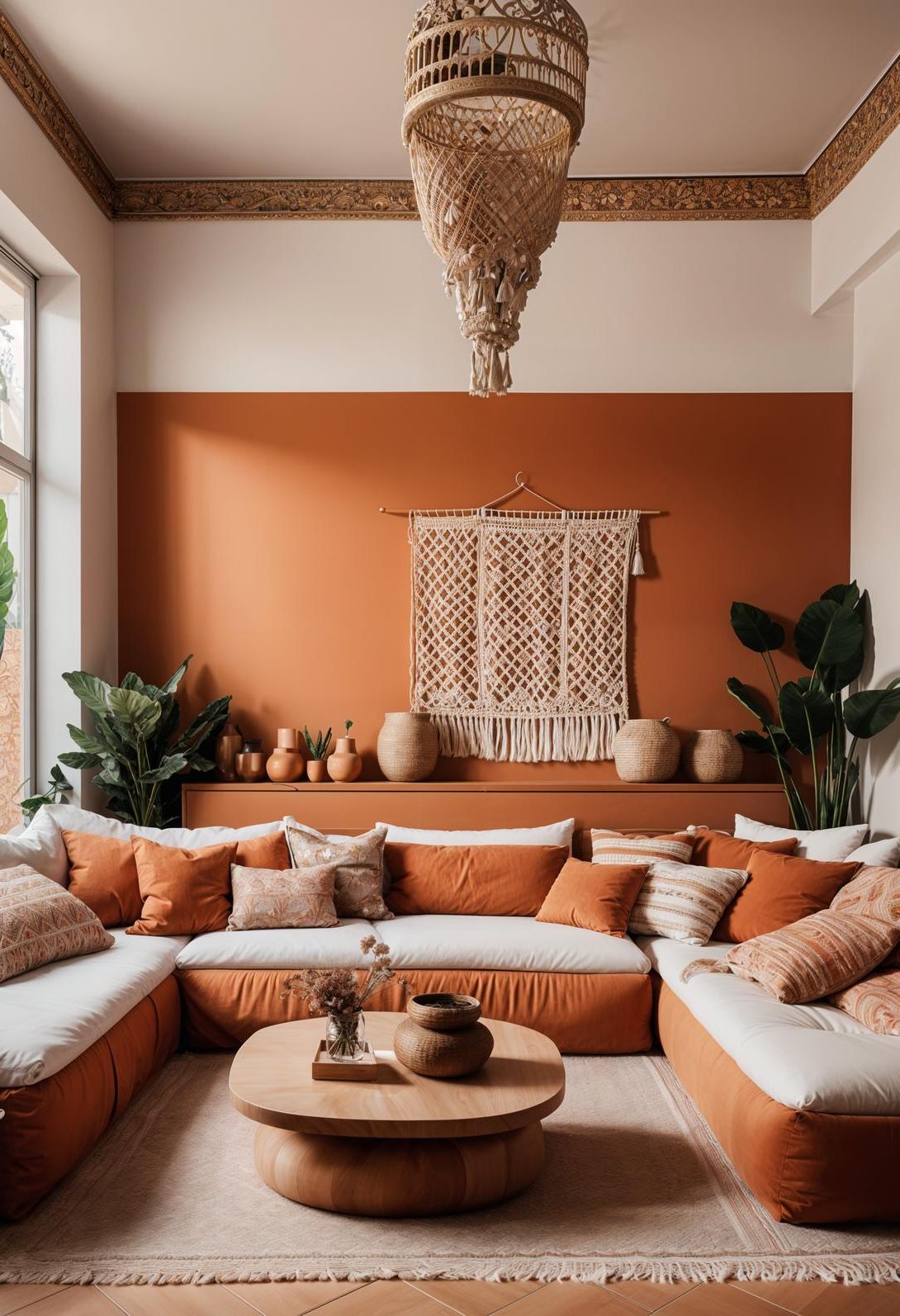 45 Chic & Modern Boho Living Room Ideas To Copy 28 10. Sunken Seating Oasis-1