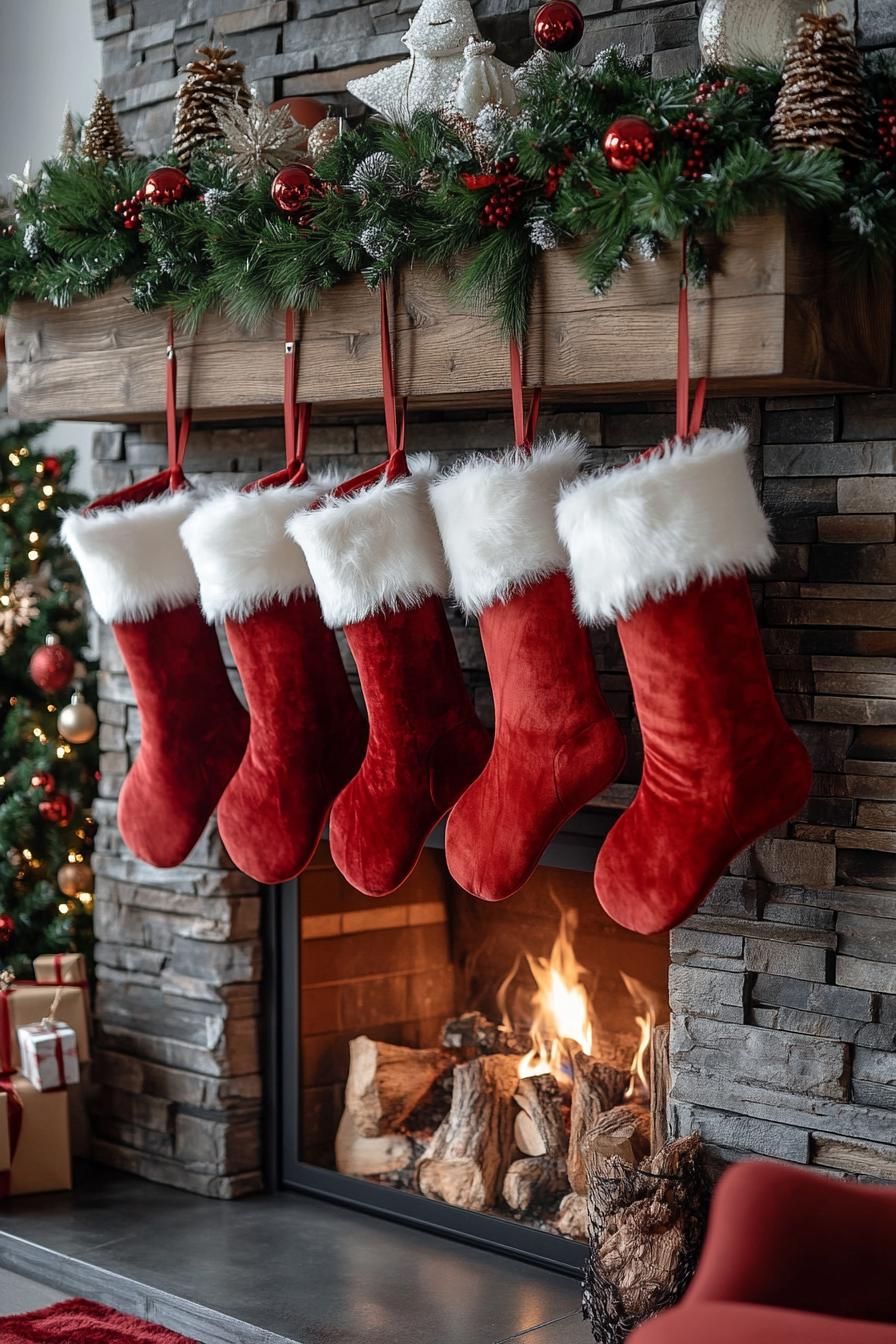 3. Festive Red Velvet Stockings-0