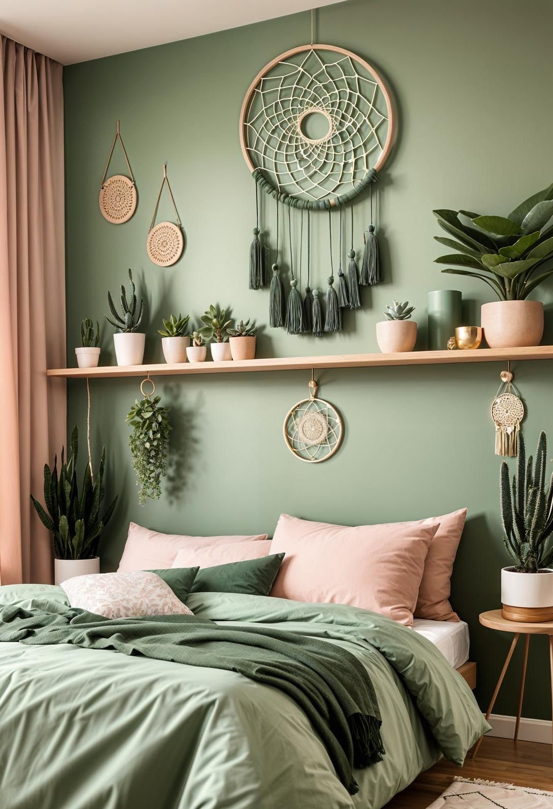 1. Green & Blush Wall Decor-3