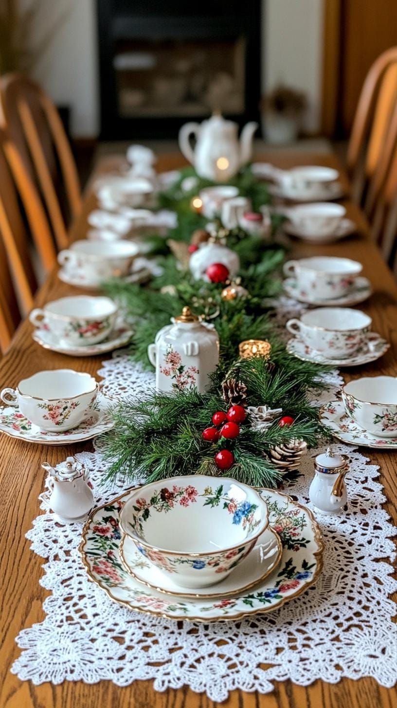 15 Unique Winter Tablescapes To Transform Your Dining Room 17 6. Retro Holiday Table Setting Ideas-0