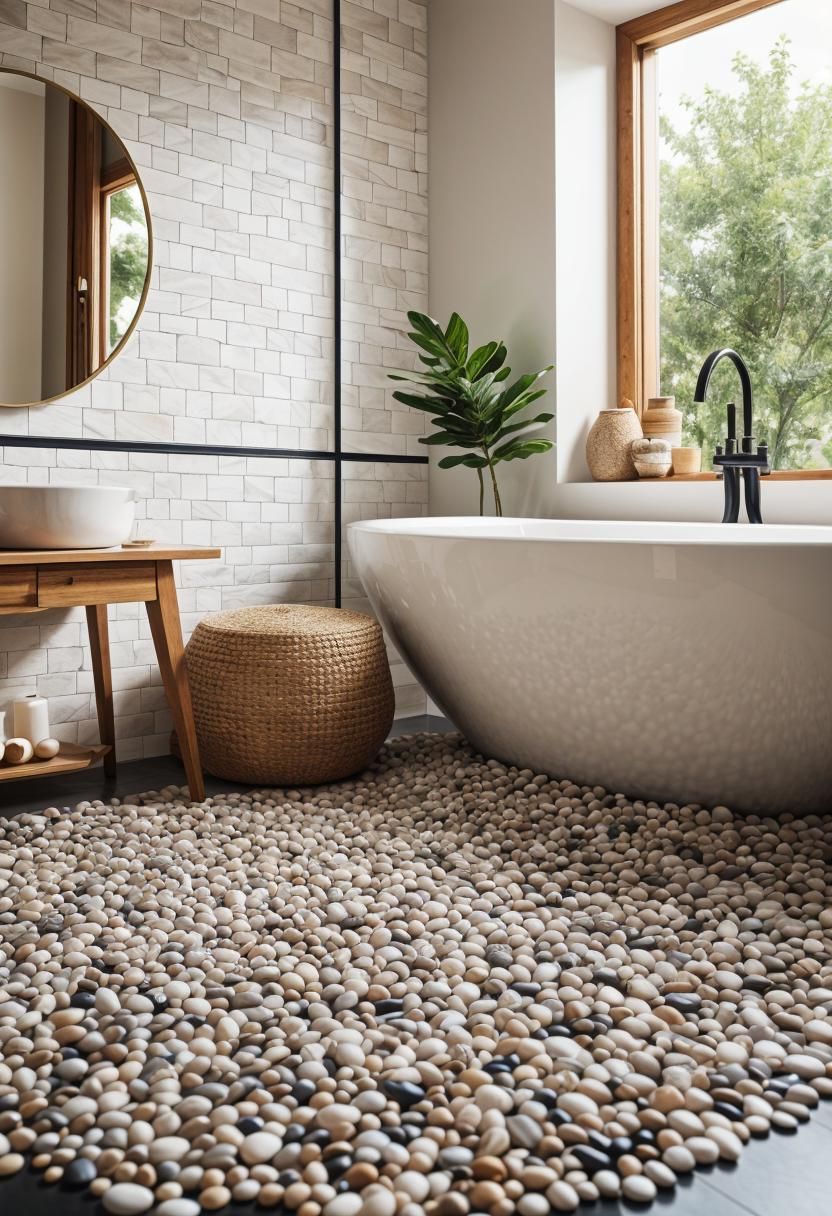 13. Earthy Pebble Stone Bathroom Floor-0