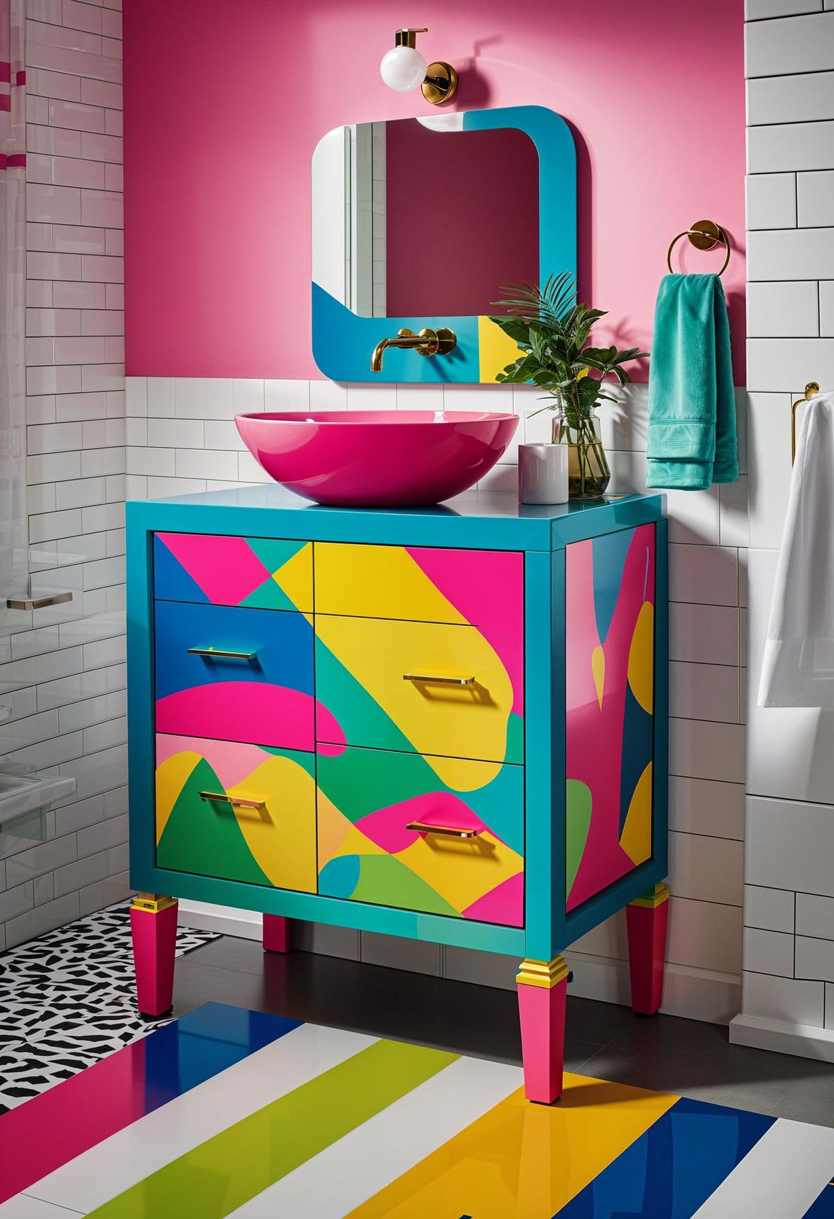 15. Neon Pop Art Bathroom Statement-2