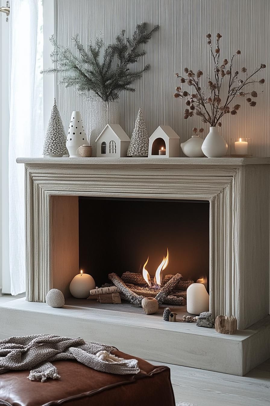 12. Winter Wonderland Mantle Decor Ideas-2