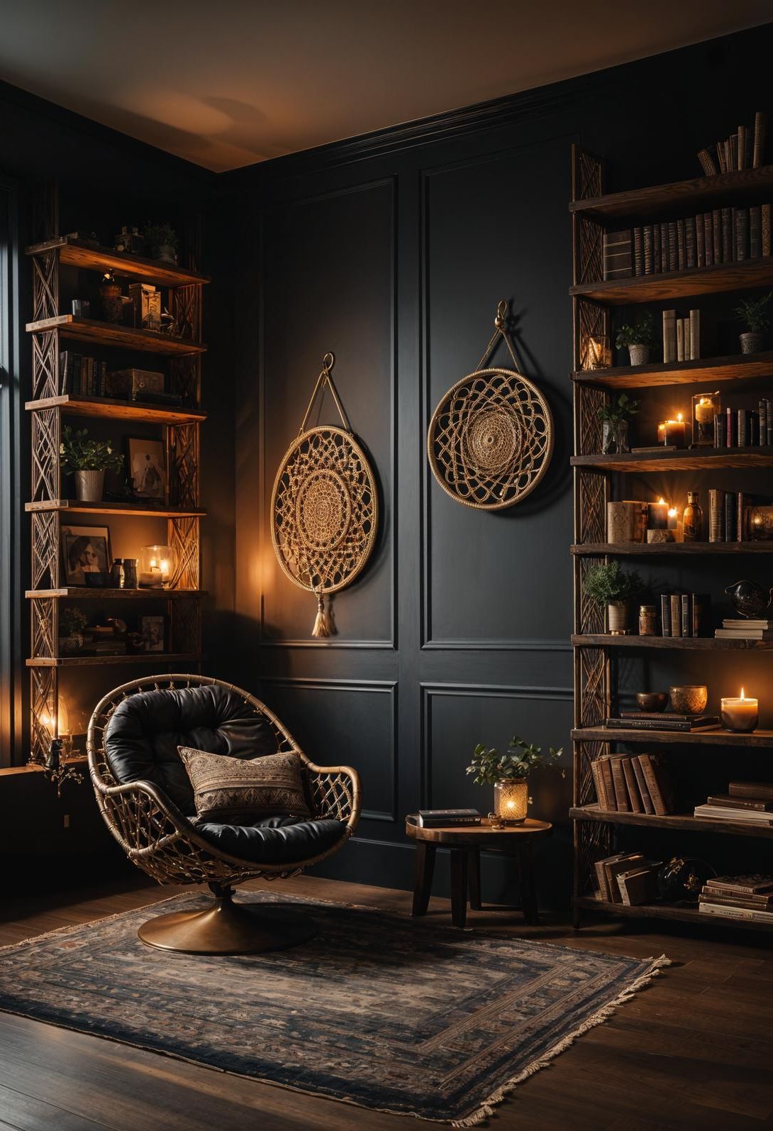 30. Cozy Dark Boho Reading Nook-0