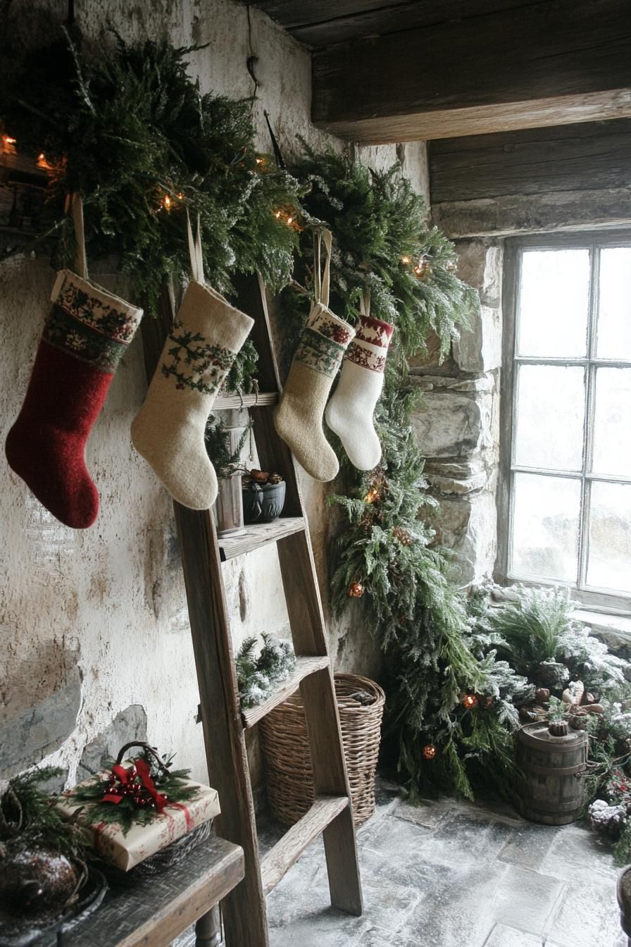 17. Rustic Ladder Christmas Display Ideas-2