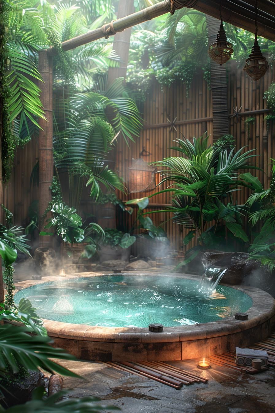 15 Creative and Stunning Small Garden Ideas 24 9. Cozy Jacuzzi Retreat with Bamboo-0