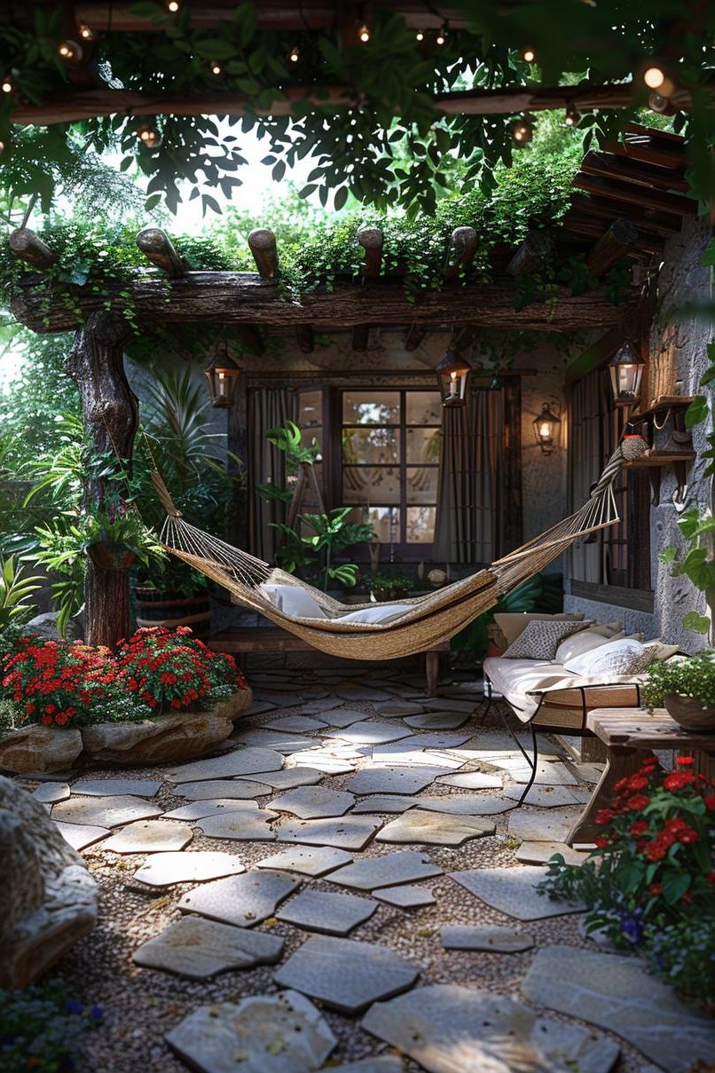 21 Small Flagstone Patio Ideas You’ll Love 4 1. Charming Outdoor Reading Retreat-1