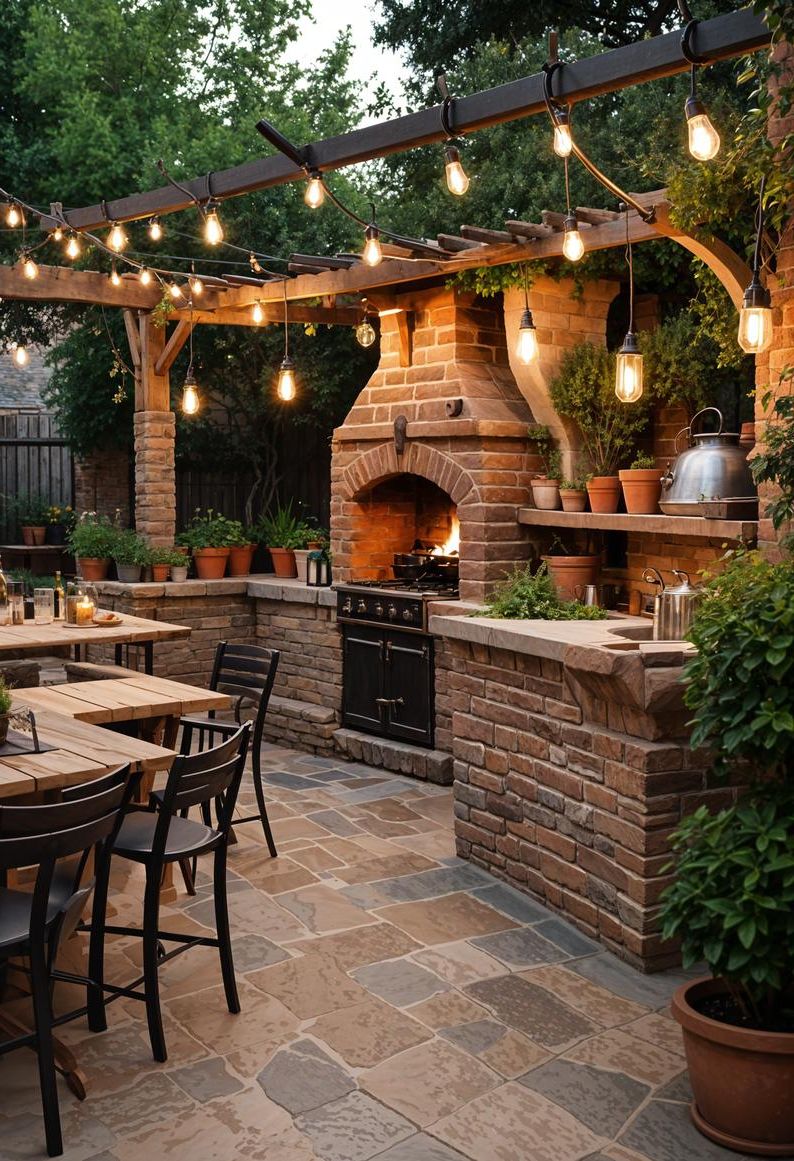 21 Stunning Outdoor Kitchen Patio Ideas (NEW) 5 1. Rustic Outdoor Kitchen Paradise-2
