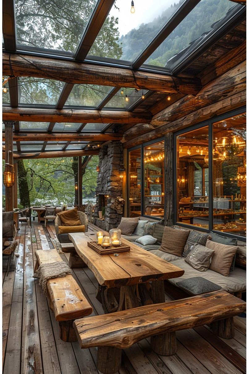 19 Unique Patio Roof Extension Ideas For A Stunning Backyard 45 17. Rustic Cabin Roof Skylight Ideas-2