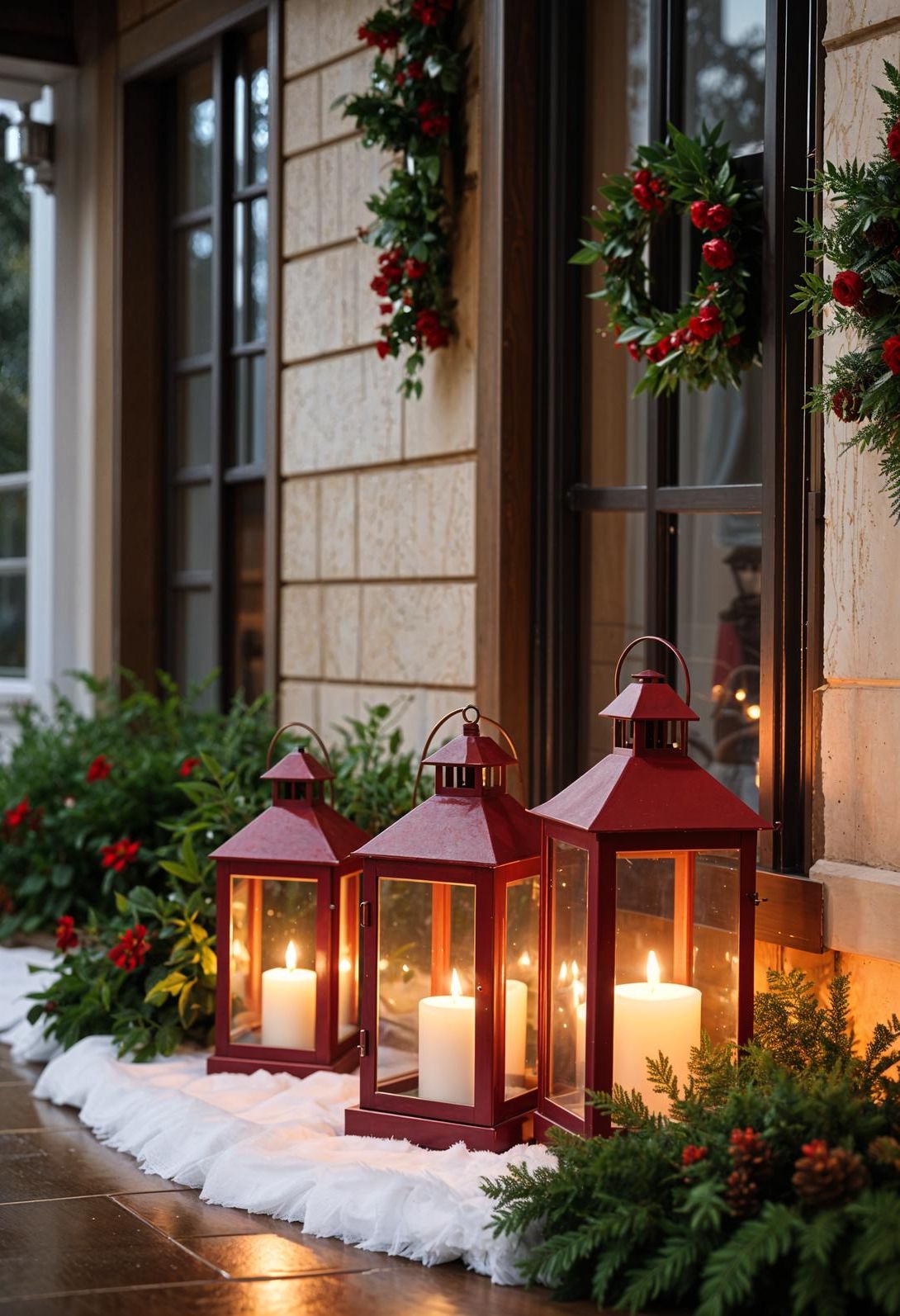 10. Festive Porch: Red Lanterns, White Candles-1