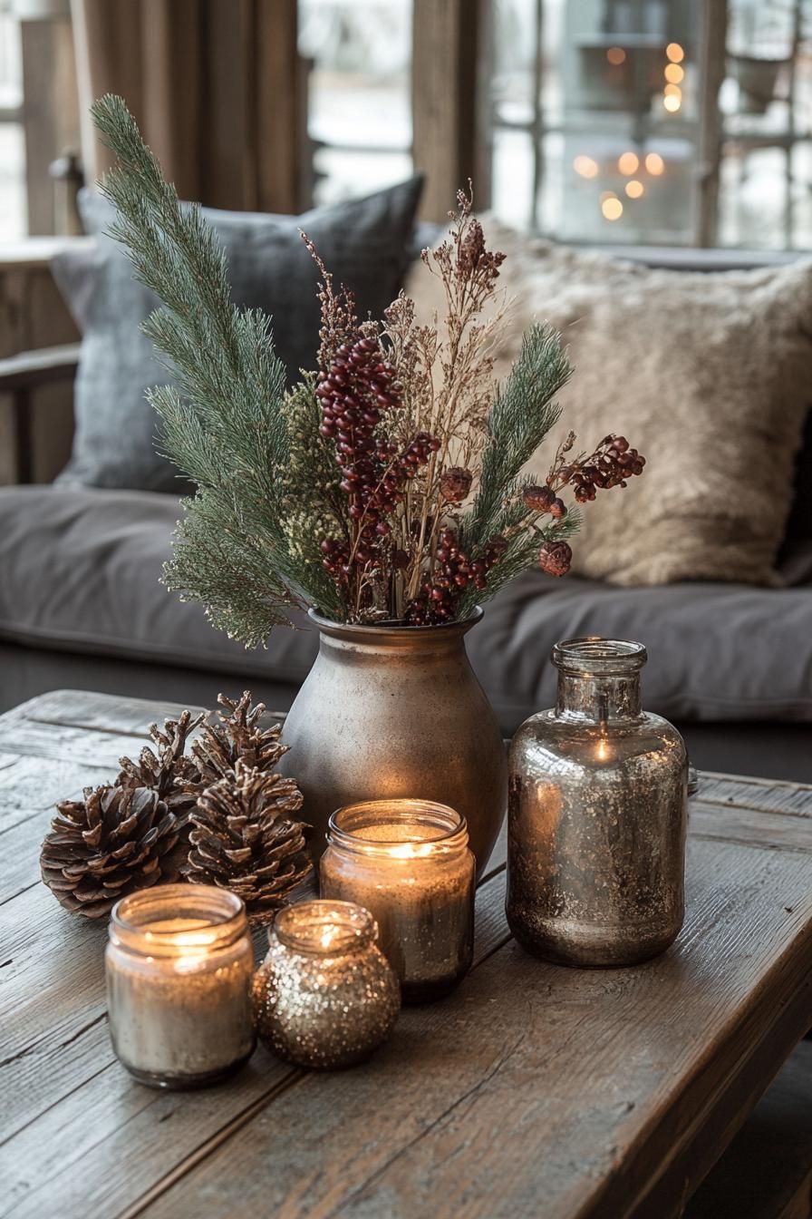 18. Mercury Glass Botanical Centerpieces-0