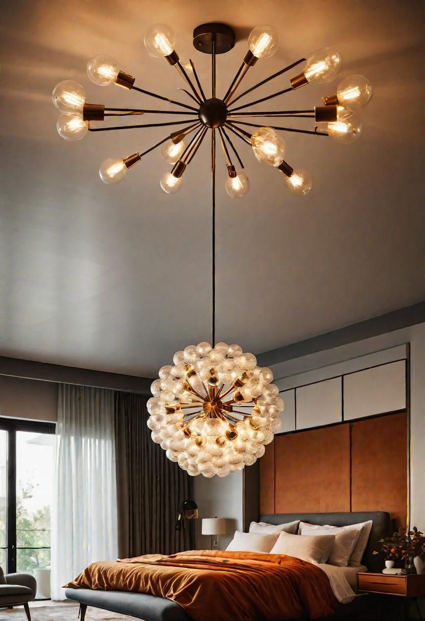 41 Mid Century Modern Bedrooms: Retro Chic for Timeless Elegance 13 9. Sputnik Chandelier Lighting Fixture-0