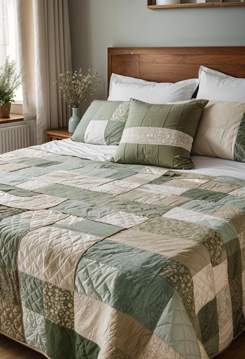 24. Patchwork Quilt in Neutral Tones-0