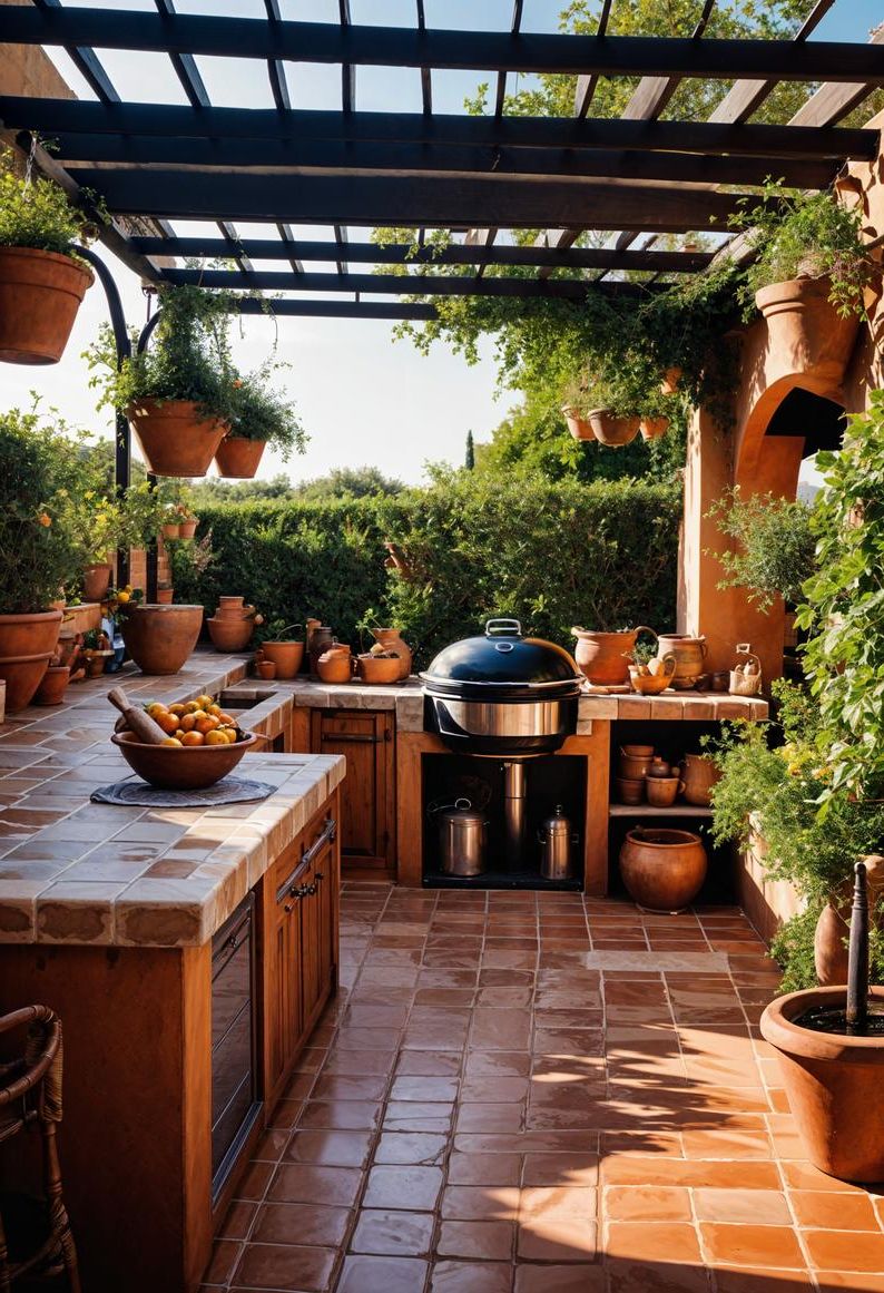 21 Stunning Outdoor Kitchen Patio Ideas (NEW) 9 3. Mediterranean Patio Kitchen Design-1